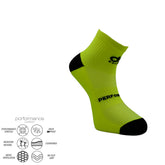Ανθεκτικές αθλητικές κάλτσες deSocks lime με διαπνέουσα πλέξη και υποστήριξη καμάρας για άνεση στο τρέξιμο. Σχεδιασμένες για απόδοση και σταθερότητα.
